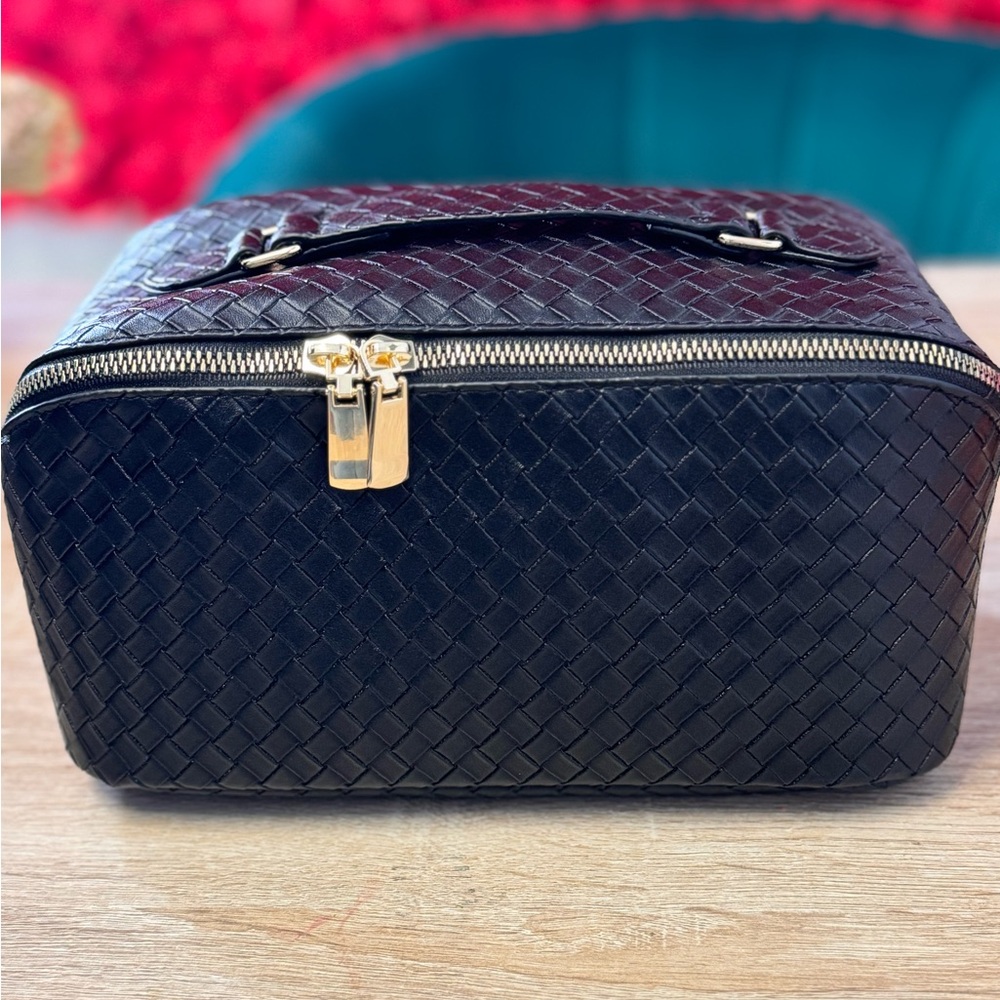 Elegant Black Woven Leather Bag